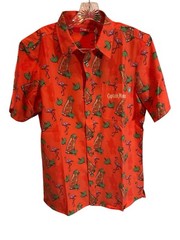 Shinesty Orange Captain Morgan Cocktail Flamingo Party Button Up Mens Med NWT