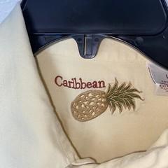 Carribean Men’s Solid Shirt Button Down Yellow sz Large Silk