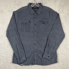 CJ Black Shirt Mens Extra Large Slim Fit Button-Up Zip Pockets Geometric Allover