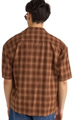 Rhythm Relaxed Shadow Check SS Button Down Shirt – Rust – New