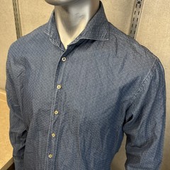 Stenstroms Chambray Light Weight Button Up Shirt Fitted Body Blue Men’s Large