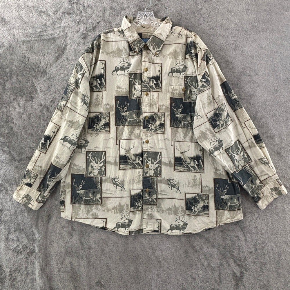 Summa Outdoor Deer Buck Button Down Shirt Mens XXL Nature Hunting Long Sleeve