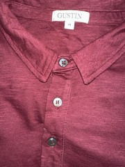 Gustin Made USA Cranberry Oxblood Pocket Men Collared Button Polo Shirt Sz M