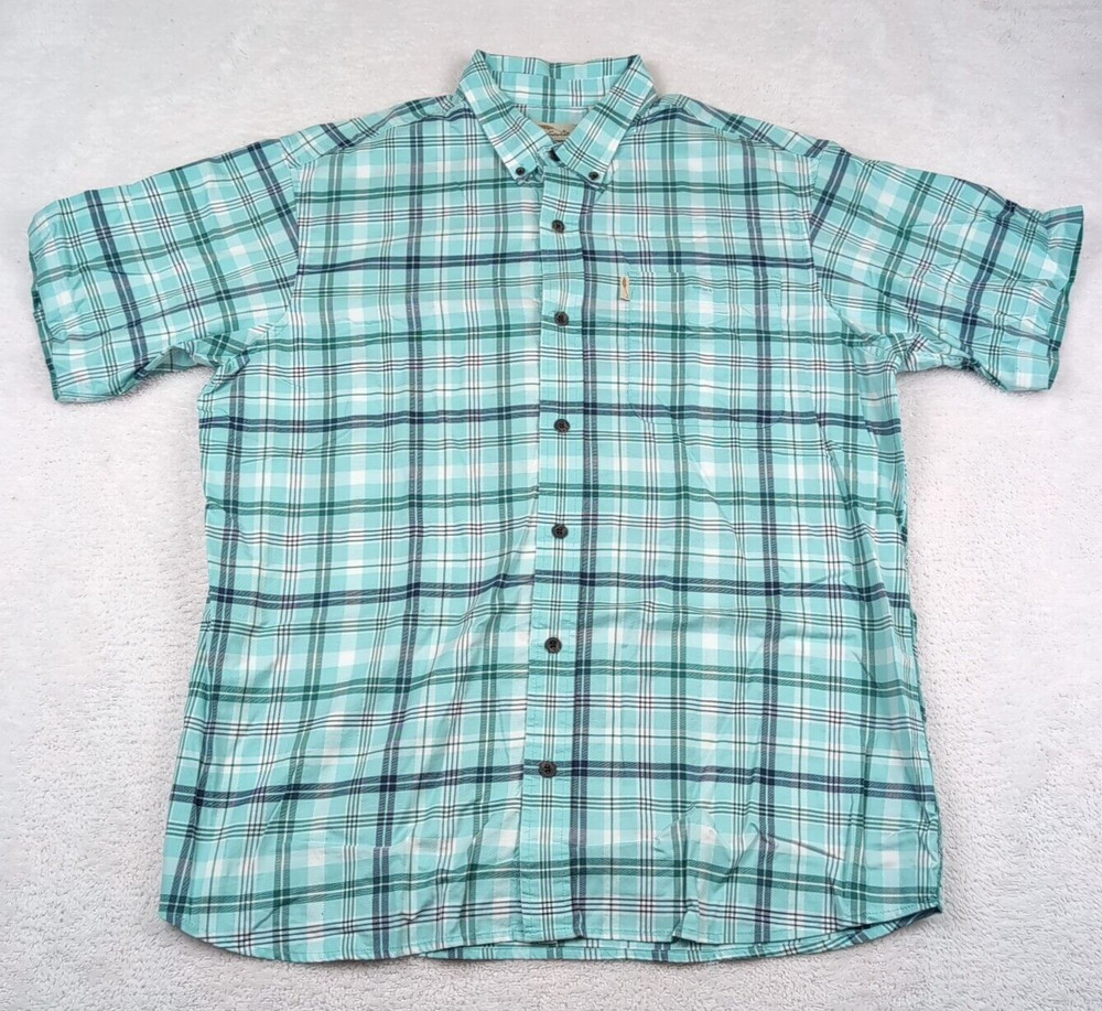 Bob Timberlake Button Down Heavy Quality Cotton Short Sleeve Shirt Mens Plaid XL