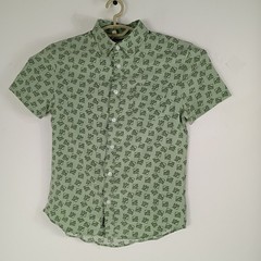 Tony Hawk Performance Small Green Skulls AOP Button Down SS Shirt Skatboard New