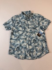 Silver Bait Jeans Blue and White Patterned Men’s Short Sleeve Shirt.NWT- Medium