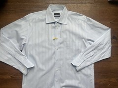 Alara Mens 16/34 Blue Stripe Egyptian Cotton Button Up Long Sleeve Dress Shirt