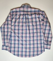Peter Millar Button Dress Shirt Mens L Plaid Pink Blue Cotton Preppy Classic