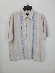 MBX Shirt Mens XL Ivory Stripe Embroidered Short Sleeve Streetwear Y2K Bowling