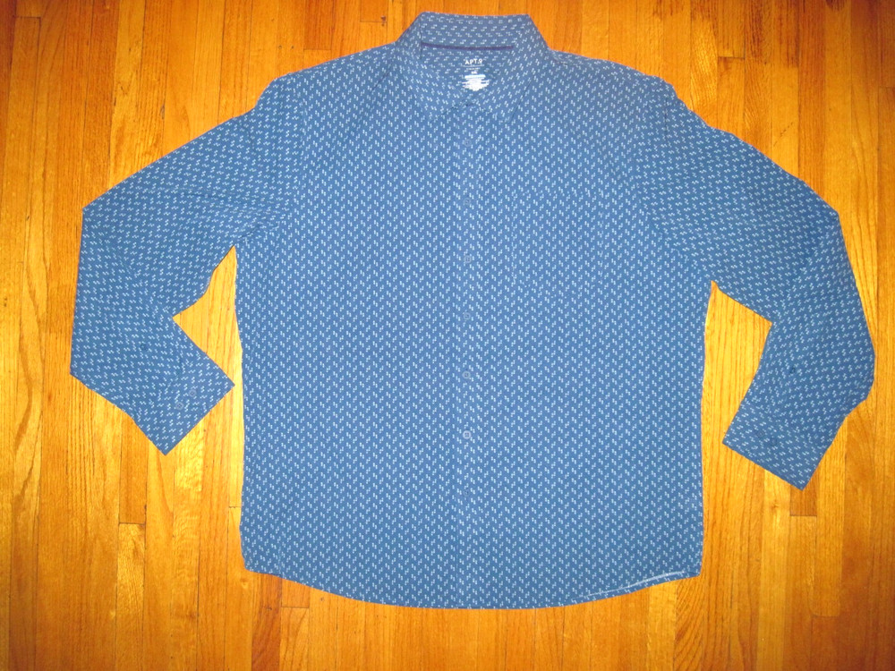 Apt. 9 Performance Slim Fit 2XL Deep Blue Easy Care Long Sleeve Dress Shirt NWT