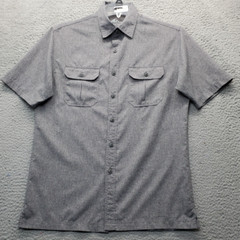 Croft & Barrow Button-Up Shirt Men Small Gray Quick Dry Slit Detail Chest Pocket
