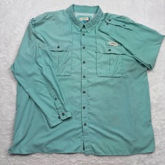 Magellan Fishing Shirt Mens 3XL Teal Houndstooth Aransas Pass Vented Wicking