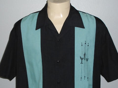Martini Lounge 2-Tone Retro Rockabilly Steady Last Call Button Up Shirt Men 3XL