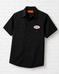 NEW OLD STOCK VON DUTCH HOT ROD MECHANIC PATCHED RED KAP GARAGE SHOP WORK SHIRT