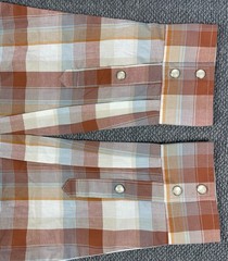 WRANGLER RETRO Mens XXL Burnt Orange Plaid Western Shirt Pearl Snaps 25.5″ Chest