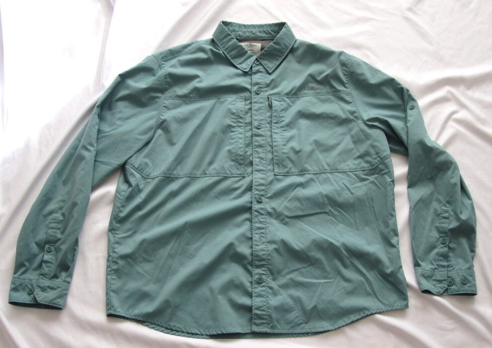 Men’s LL Bean Front Button Polyester/Nylon Long Sleeve Shirt Sz XL (MT56)
