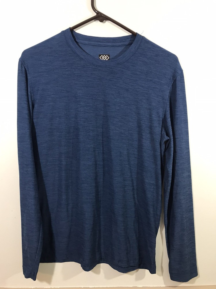 Leg3nd Heather Blue Logo Polyester Blend Long Sleeve T-Shirt Men’s Size M