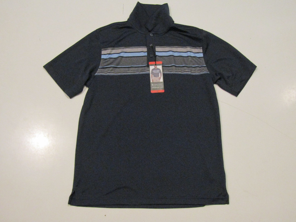 PEBBLE BEACH Performance Polo Blue Stripe Shirt Size Medium M NWT Mens