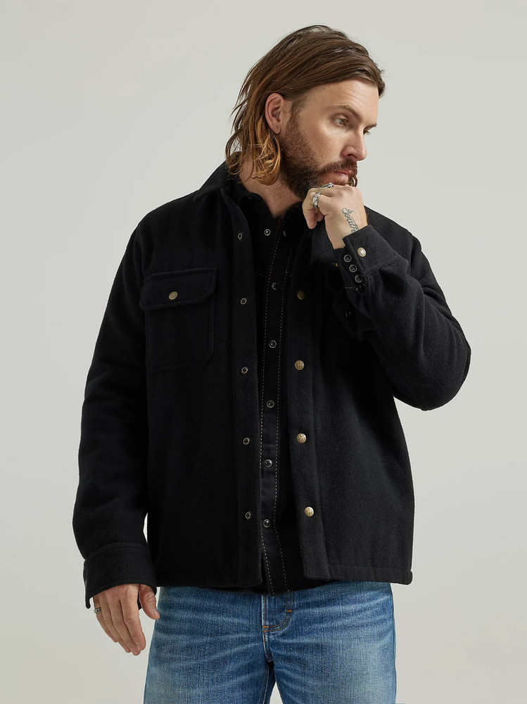 New Lee 101 Wool Overshirt Black Button Down Work Shirt XXL