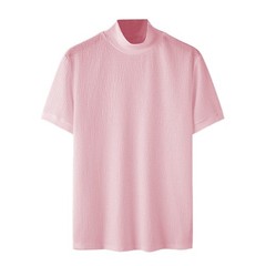 ‌New Summer Solid Knit High Neck Water Ripple Tee