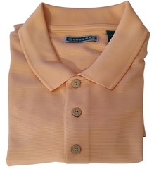 Cubavera Peach Color Polo Golf Shirt Ribbed Polyester Fabric Casual Mens Large