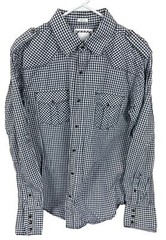 BKE Buckle Western Shirt Mens Size L Black Plaid Long Sleeve Pearl Snap Cowboy