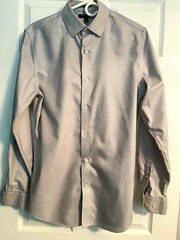 Banana Republic Grant Fit Non-Iron Cotton Gray Dress Shirt 15-15 1/2 32/33
