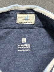 Johnnie-O Hangin Out Polo Shirt Mens L Blue White Striped Pocket Performance