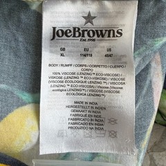 JOE BROWNS Shirt Mens XL (44-47″) Short Sleeve in Blue with Lemon Design