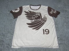 Coal Hawks Shirt Mens XL White Brown Jackalope Crew Neck #19 Chapman Short Sleev