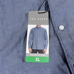 Ted Baker Button Up Shirt Men Extra Large Cotton Dress Blue and Red Lot of TWO