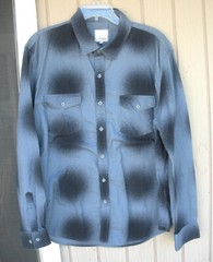 Visitor XXL 2XL Blue Black Patch 100% Cotton Point Straight Mens Casual Shirt