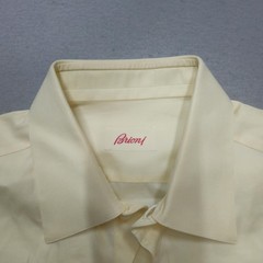 Brioni Shirt Mens Large White Solid Dress Button Front Long Sleeve Cotton