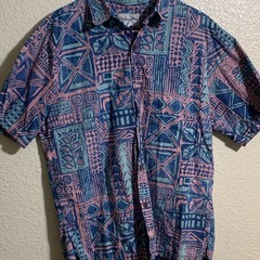 Bishop St. Men’s M Regular Short Sleeve Button-Up Point Collar Geometric Blue