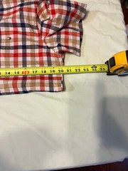 Tommy Hilfiger Men’s SS Button Down Blue Red White Beige Plaid Shirt Cotton S