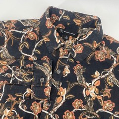 INC International Concepts Button Down Mens S Black Tan Floral Cheetah Shirt NWT