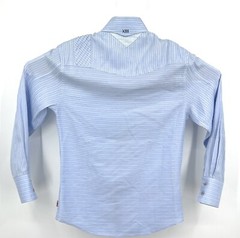 CHRISTOPHER WICKS CLEAN LAUNDRY Mens S Blue Pleated Long Sleeve Shirt
