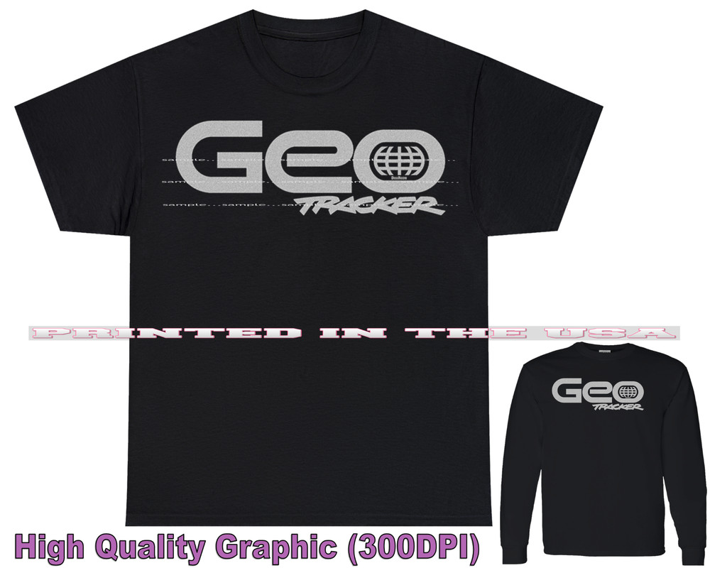Geo Tracker Fun SUV Classic Model Silver Logo DigiRods Car Art Black T Shirt
