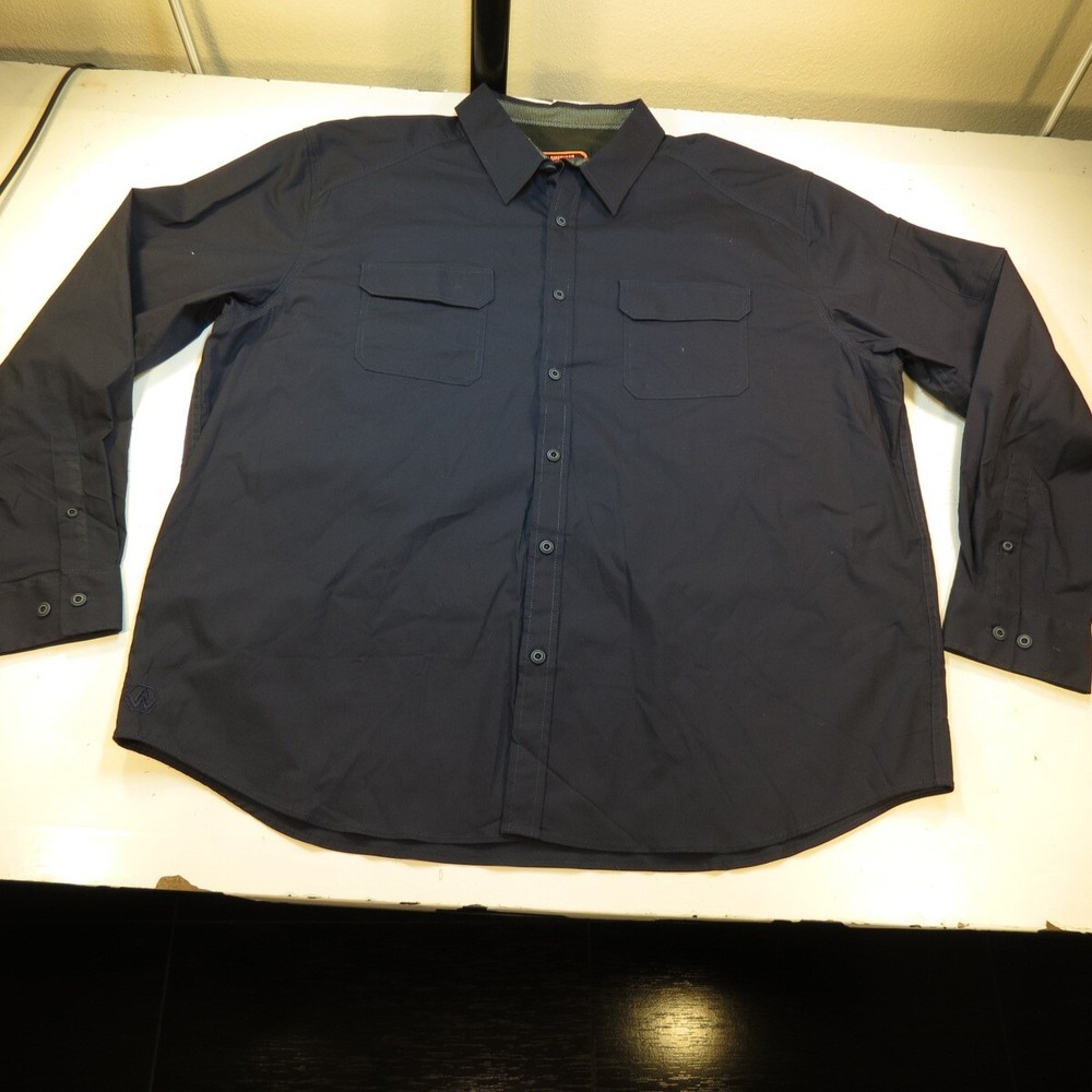 AMERICAN WORKER WORK BUTTON UP LONG SLEEVE SHIRT Mens XXL 2XL Cotton Nylon