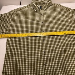 Structure Blue Mens Large Gingham Plaid Button Down Shirt Olive Green Cotton L