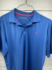 Ariat Tek Heat Series Polo Shirt Mens L Blue Short Sleeve Golf Athletic #269