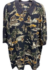 Vintage Tommy Bahama Polo Shirt Men’s Blue Tiki Hula Dancer Hawaiian Surfer XL