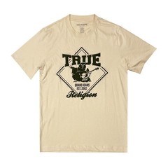 True Religion Men’s Rhinestone Diamond Buddha Tee Short Sleeve T-shirt Fog, M