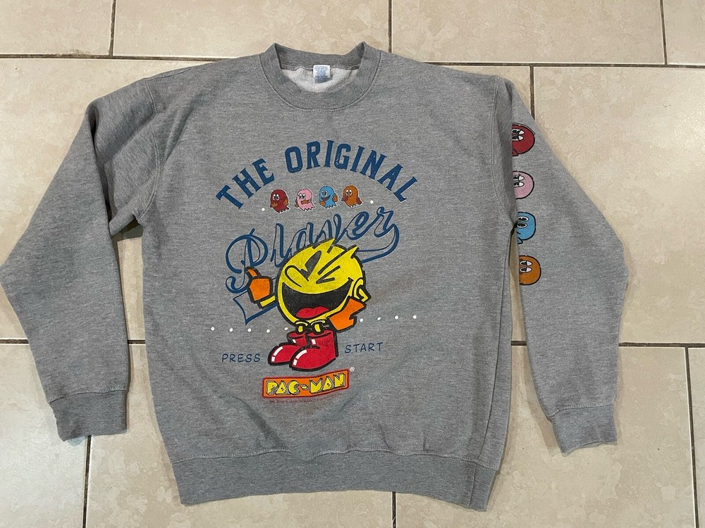 Brisco Brands PACMAN Original Player Sweater Gray Size Medium VGC Arcade Games