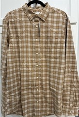 NWT Goodfellow & Co Mens Brown Plaid Every Wear Poplin Button Up Shirt Sz L Tall