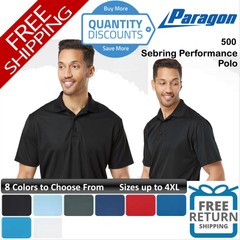 🔥 Paragon Men Sebring Performance Polo Shirt microfiber Up To 4XL 500
