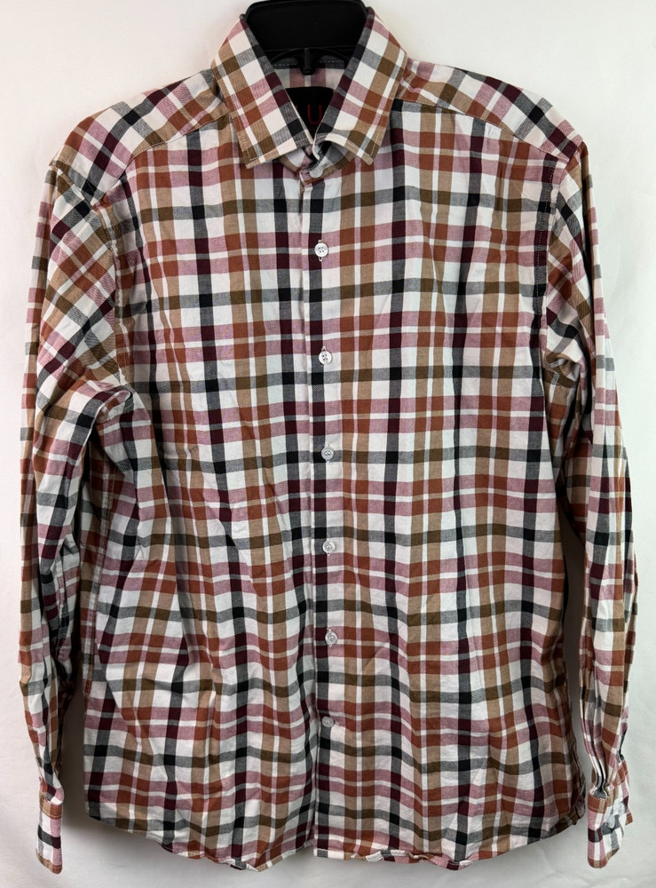 LU Linea Uomo Stretch Multicolor Button Up Long Sleeve Shirt Men’s Size L