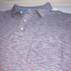 Faherty Multicolor Stripe Short Sleeve Polo Shirt Mens Sz M Blue Violet