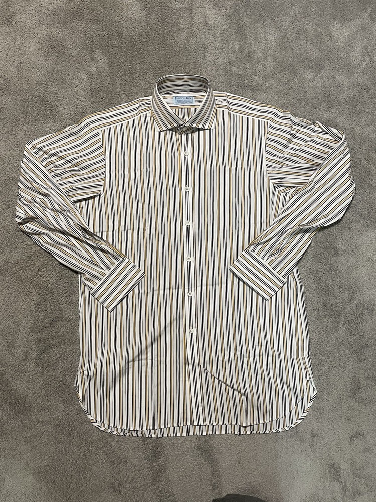 Hilditch & Key London Striped Button Down Shirt Mens 15.5/39cm French Cuff NWOT