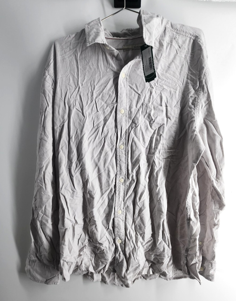 Hawker Rye Men’s Light Grey Large Solid Essential Linen Long Sleeve Shirt NWT